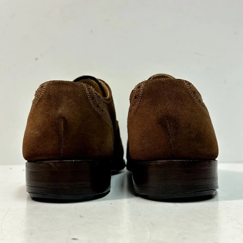 NEW HEELS Ralph Lauren Brown Suede Oxford Brogue Captoe Bench Made in USA 10.5 C